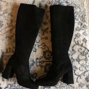 Prada stretch suede knee high boots